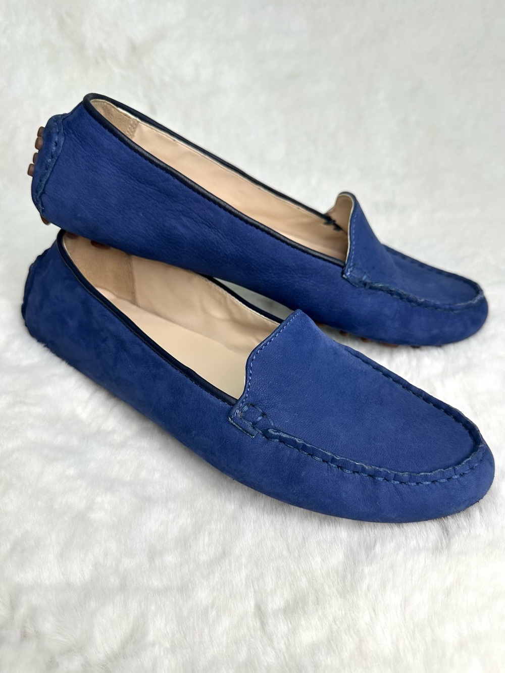 Cole Haan Cary Venetian Blazer Blue Suede Driving Loafers Size 8 NWOB Preppy